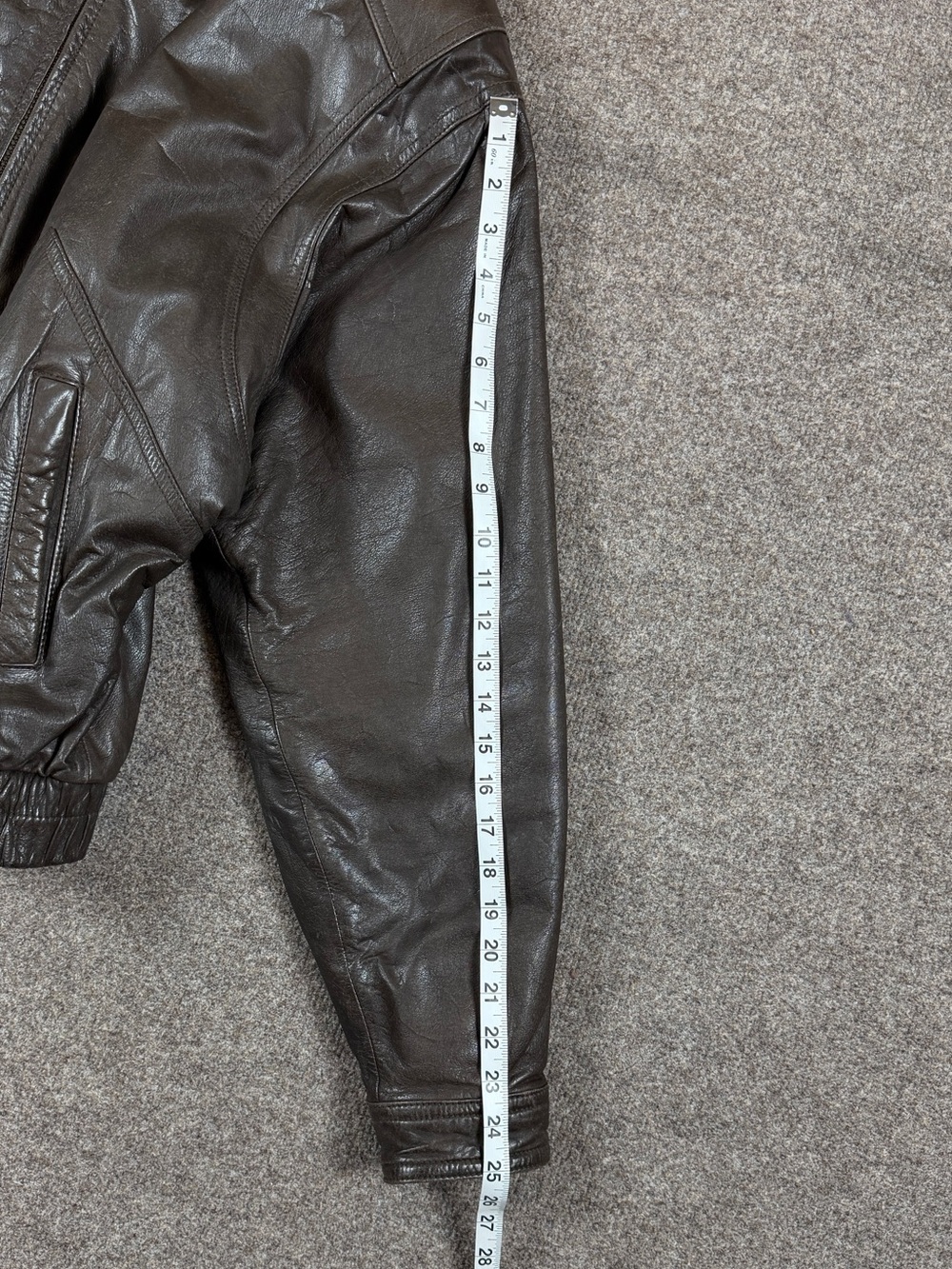 Vintage Members Only Brown Genuine Leather Zip Up Bomber Jacket Mens Size XL 90s - Picture 8 of 10